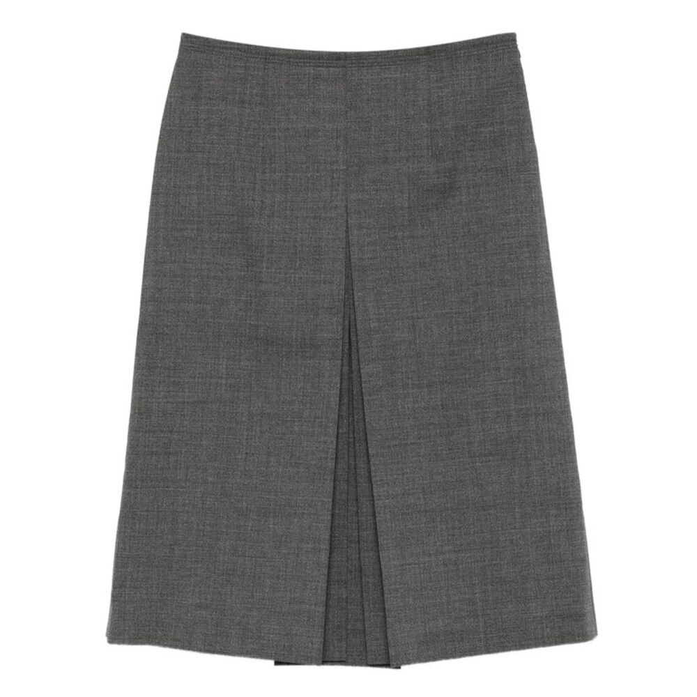 Prada Women Pleated Wool Midi Skirt